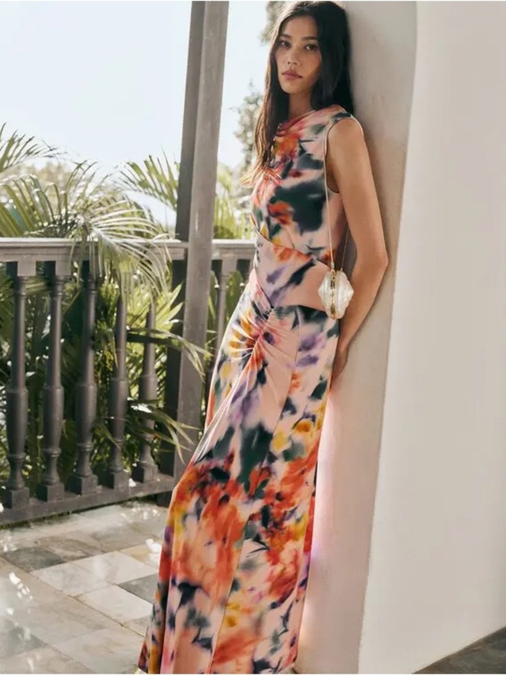 Simkhai Acacia Sleeveless Multicolor Floral Tie-Detail Maxi Dress